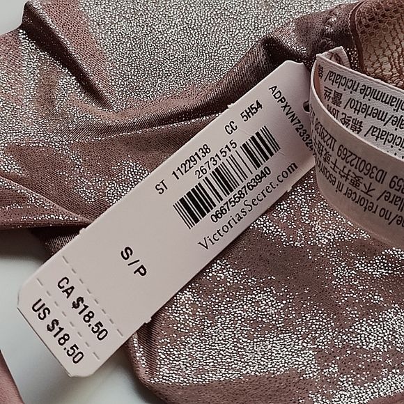 NWT VICTORIA'S SECRET DREAM ANGELS LACE-TRIM SMOOTH SHIMMER THONG PANTY IN VINTA - Picture 5 of 6